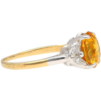 Bague en platine et or 14K avec saphir jaune taille ovale de 3,06 carat et diamants – Assay Jewelers