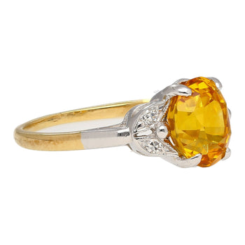 Bague en platine et or 14K avec saphir jaune taille ovale de 3,06 carats et diamants – Assay Jewelers
