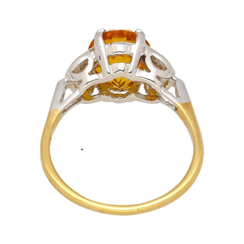 Bague en saphir jaune taille ovale de 3,06 carats avec diamants, sertie en platine et or 14K – Assay Jewelers