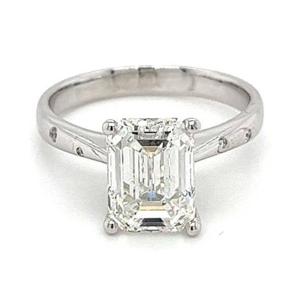 3.07 Carat Emerald Cut F VS1 Lab Grown Diamond Engagement Ring