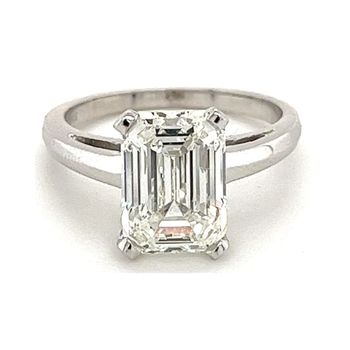 3.07 Carat Emerald Cut Lab Grown Diamond Ring in 14k White Gold Cathedral Setting – Assay Jewelers