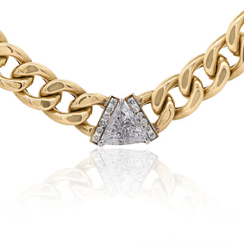 3.1 Carat Diamond Trillion In 14K Gold Cuban Chain Choker Necklace – Assay Jewelers