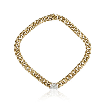 3.1 Carat Diamond Trillion In 14K Gold Cuban Chain Choker Necklace – Assay Jewelers