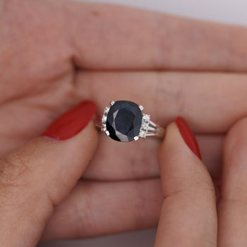 3.10 Carat Blue Sapphire and Diamond with Filigree Split Shank Band Ring – Assay Jewelers