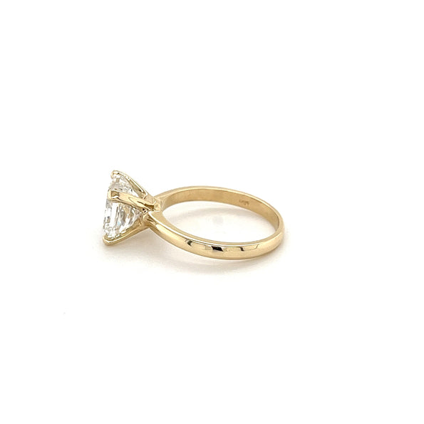 3.12 Carat Cushion Cut Lab Grown Diamond in 14k Gold Solitaire Engagement Ring