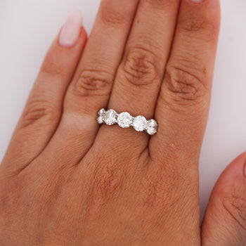 3.15 Carat Diamond 5 Stone Half Eternity White Gold Wedding Band Ring – Assay Jewelers