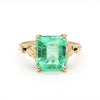 3.18 Carat Light Green Emerald Milgrain Vintage 14K Gold Ring