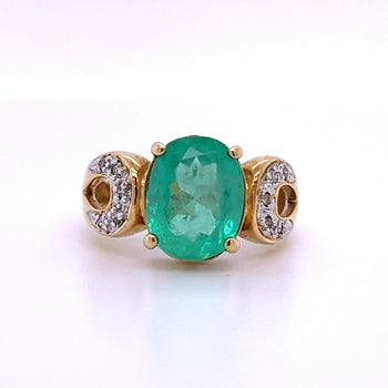 3.20 carat Oval Cut Colombian Emerald and Diamond Vintage Ring in 14k Gold – Assay Jewelers