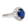 3.21 Carat Oval Cut Blue Sapphire and Diamond in Platinum Ring