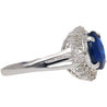 3.21 Carat Oval Cut Blue Sapphire and Diamond in Platinum Ring