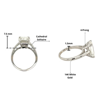 3.41 Carat Emerald Cut Lab Grown Diamond in Solitaire 14k White Gold Ring – Assay Jewelers
