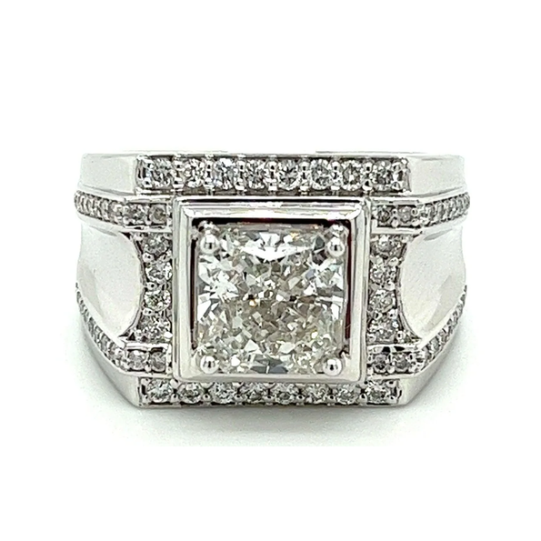 3.41 Carat Lab Diamond Mens Cluster Ring in 18K White Gold