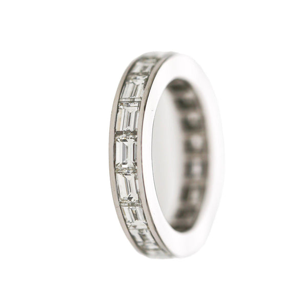 3.5 Carat Emerald Cut East West Diamond Channel Platinum Eternity Wedding Band