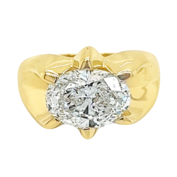 3.5 Carat Lab Diamond Oval Cut Solitaire Mens Ring in 14K Yellow Gold – Assay Jewelers