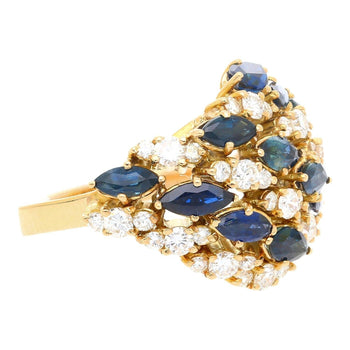 3.50 CT Blue Sapphire and 1.0 CTW Diamond Cluster Ring in 18K Gold – Assay Jewelers