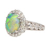 3.50 Carat Black Opal & Diamond Halo Platinum Filigree Ring