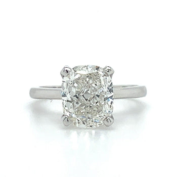 3.50 carat, G, VS2, 18k White Gold Solitaire Cushion Lab Diamond Ring – Assay Jewelers