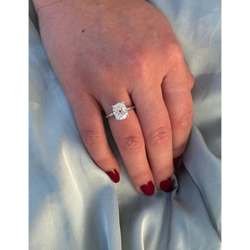 3.50 carat, G, VS2, 18k White Gold Solitaire Cushion Lab Diamond Ring – Assay Jewelers