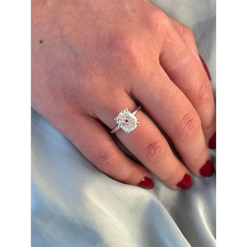 3.50 carat, G, VS2, 18k White Gold Solitaire Cushion Lab Diamond Ring – Assay Jewelers