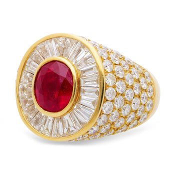 3.60 Carat Burma Ruby Oval Cut and Diamond 18K Gold Men’s Ring – Assay Jewelers
