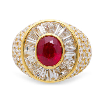 3.60 Carat Burma Ruby Oval Cut and Diamond 18K Gold Men’s Ring – Assay Jewelers