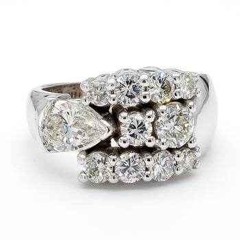 3.75 Carat Pear & Round Diamond 14K White Gold East West Bypass Cluster Ring – Assay Jewelers
