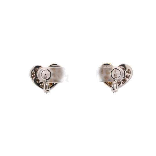3.85 Carat Yellow & White Diamond 18K White Gold Pave Stud Heart Earring