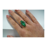 3.89 Carat Marquise Cut Colombian Emerald and Diamond 18K Ring