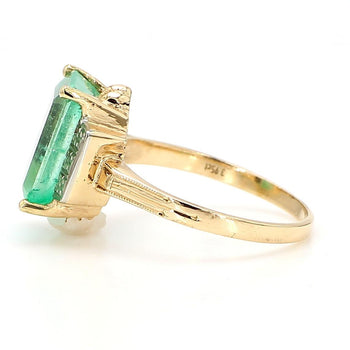 3.95 Carat Emerald & Diamond Milgrain Vintage 14K Gold Ring – Assay Jewelers