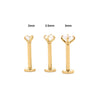 3mm Diamond 14K Gold Flat Back Single Stud Earring