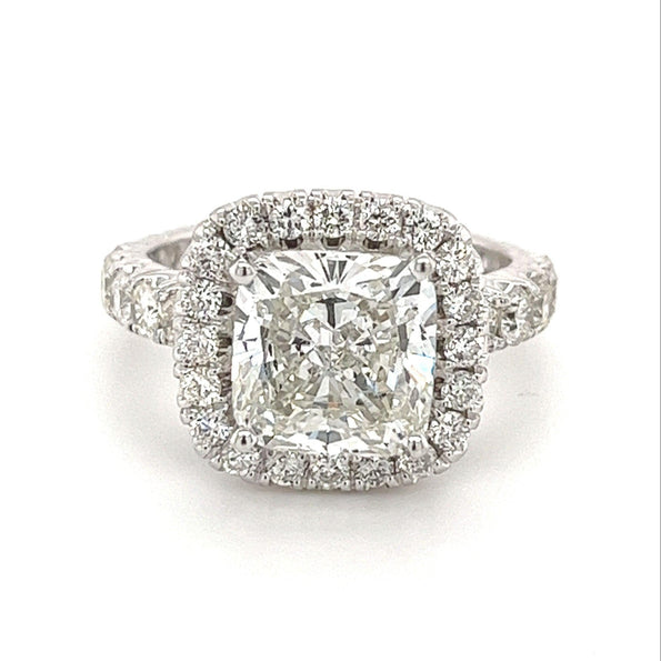4 Carat Cushion-Cut, H color, VS1 Clarity, Lab Grown Diamond Engagement Ring