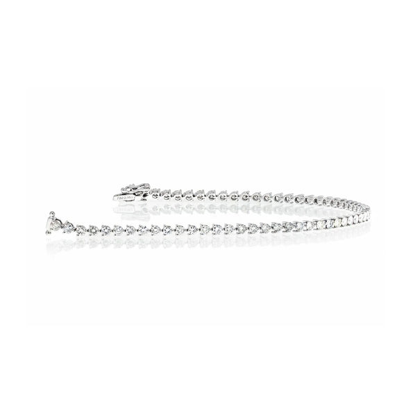 4 Carat Round Natural Diamond 2.7mm 3-Prong Tennis Bracelet in 18K White Gold 7"
