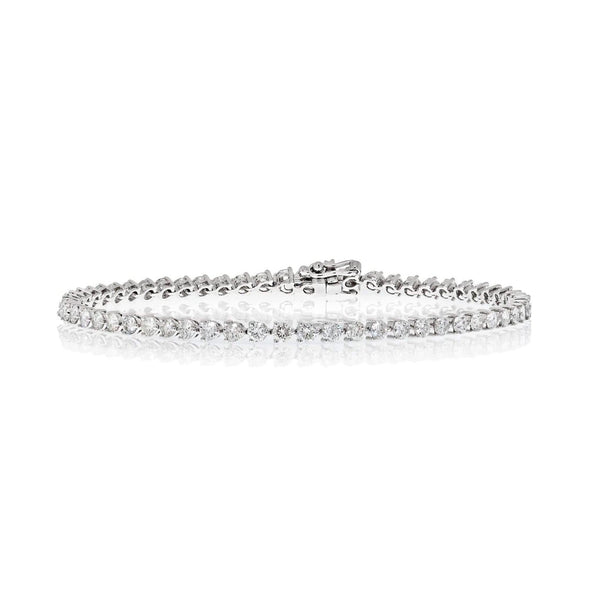 4 Carat Round Natural Diamond 2.7mm 3-Prong Tennis Bracelet in 18K White Gold 7"