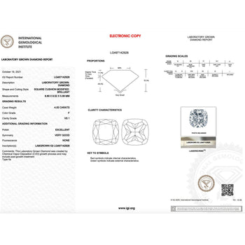 4.05 Carat Cushion Cut F Color VS1 Clarity Lab Grown Diamond Solitaire Ring – Assay Jewelers