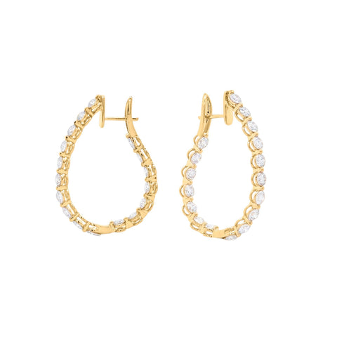 4.13 Carat Lab Grown Diamond in 14K Gold Inside-Out Diamond Hoop Earrings