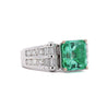 4.17 Carat Colombian Emerald & Diamond Unisex 14K White Gold Ring