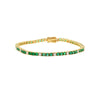 4.26 Carat Emerald and Diamond Tennis 4 Prong Bracelet In 14K Gold