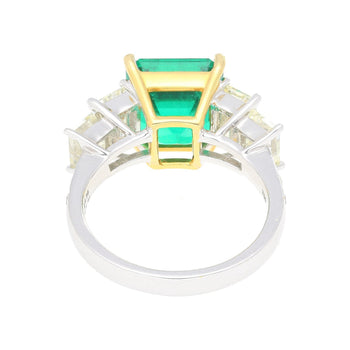 4.26 Carat Vivid Green Colombian Muzo Mine Emerald & Emerald Cut Side Diamond Ring – Assay Jewelers