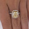 4.36 Carat Elongated Cushion Fancy Yellow Diamond Halo 18K Engagement Ring