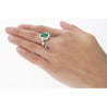 4.42 Carat TW Colombian Emerald with Round & Emerald Cut Diamond Halo Ring