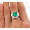 4.42 Carat TW Colombian Emerald with Round & Emerald Cut Diamond Halo Ring