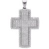 4.52 Carat Princess & Round Diamond 18K White Gold Pave Cross Pendant Necklace