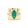 5 Carat Marquise Emerald & Baguette Diamond Channel 18K Gold Vintage Ring