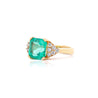 5 Ct Colombian Emerald and Diamond Cluster Side 14K Gold Ring