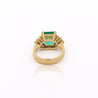 5 Ct Colombian Emerald and Diamond Cluster Side 14K Gold Ring