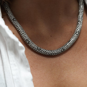 50 Carat Round Cut Diamond Cylinder Undulating Necklace in 18k – Assay Jewelers