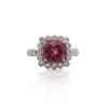 5.20 Carat Cushion Checkerboard Cut Pink Tourmaline & Diamond Ring in 18K White Gold