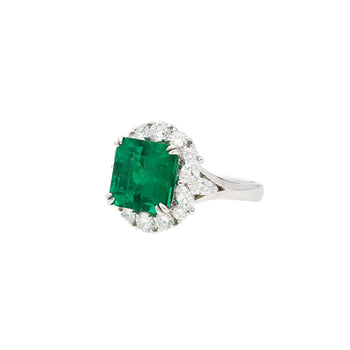 5.20 carat Minor Oil Colombian Emerald and Diamond Halo Ring – Assay Jewelers