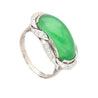 5.29 Carat Type A Jade & Diamond in Ornate Saddle-Top 18K White Gold Ring