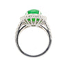 5.32 Carat Type A Jadeite Jade and Diamond Halo Ring in 18K White Gold